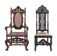 Two Renaissance Revival Carved Walnut Chairs