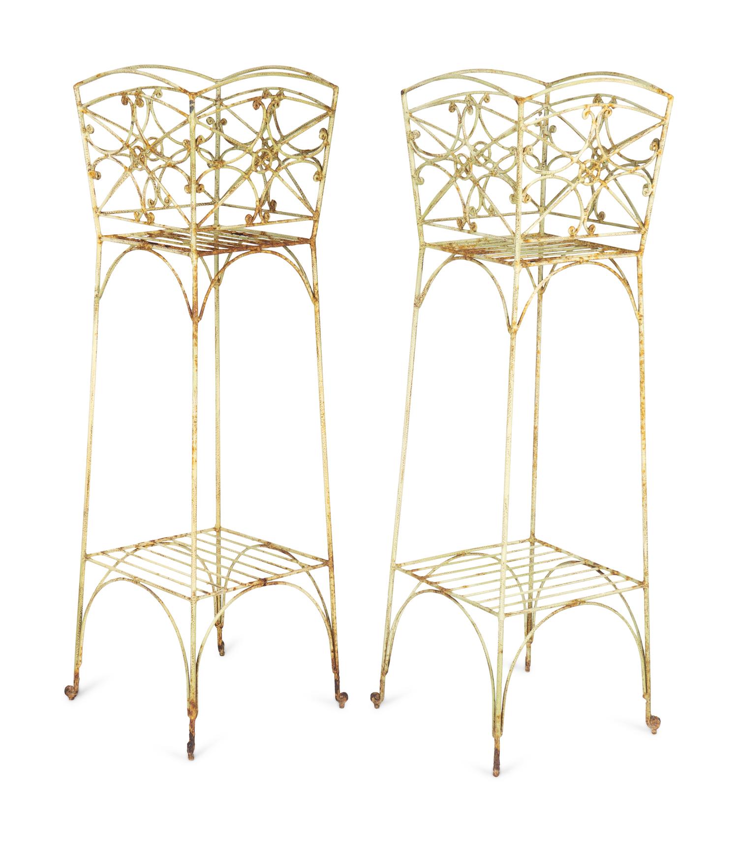 A Pair of Painted Iron Wirework Jardiniere Stands — 20TH CENTURY