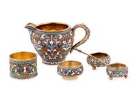 A Group of Russian Enameled Silver Articles