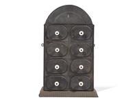 A Black-Painted Tin Spice Box