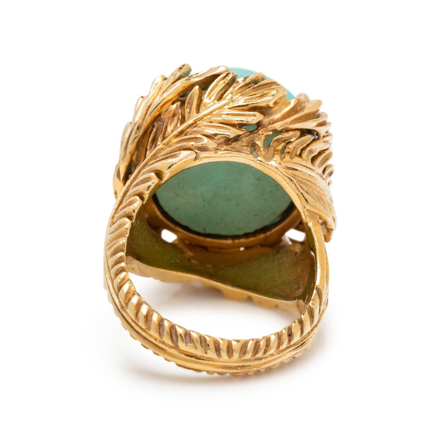 YELLOW GOLD AND TURQUOISE RING