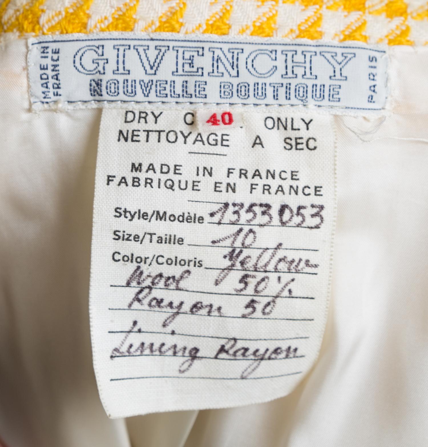 A Givenchy Yellow and Cream Wool Herringbone Jacket and Skirt Set, Size 40.