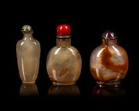 Three Chinese Agate Snuff Bottles