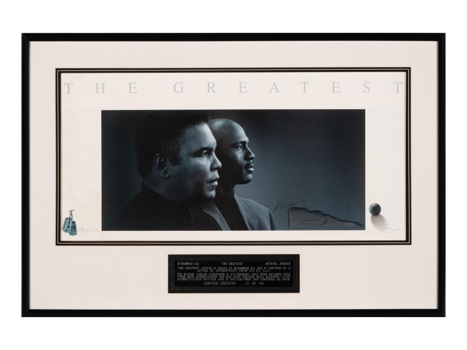 A Michael Jordan and Muhammad Ali Dual Signed Autograph Display (Beckett Authentication Services)