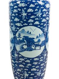A Pair of Chinese Blue and White Porcelain Rouleau Vases