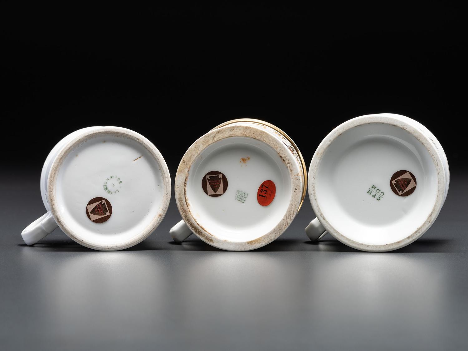 Three Delivery Porcelain Occupational Shaving Mugs