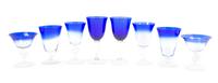 A Collection of American Blue Glassware Height of tallest 7 3/4 inches