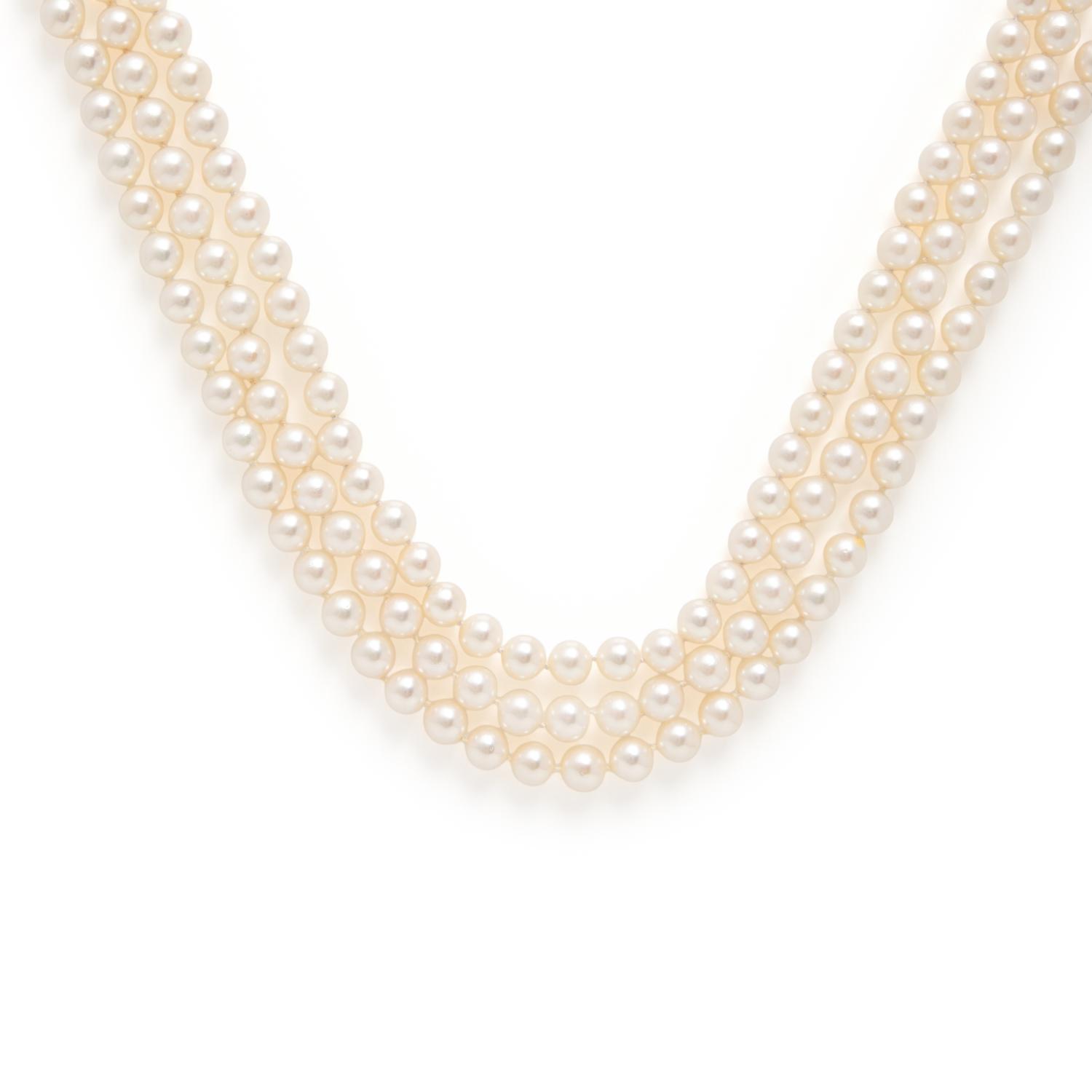 Cultured Pearl, Diamond, and Rock Crystal Quartz Necklace