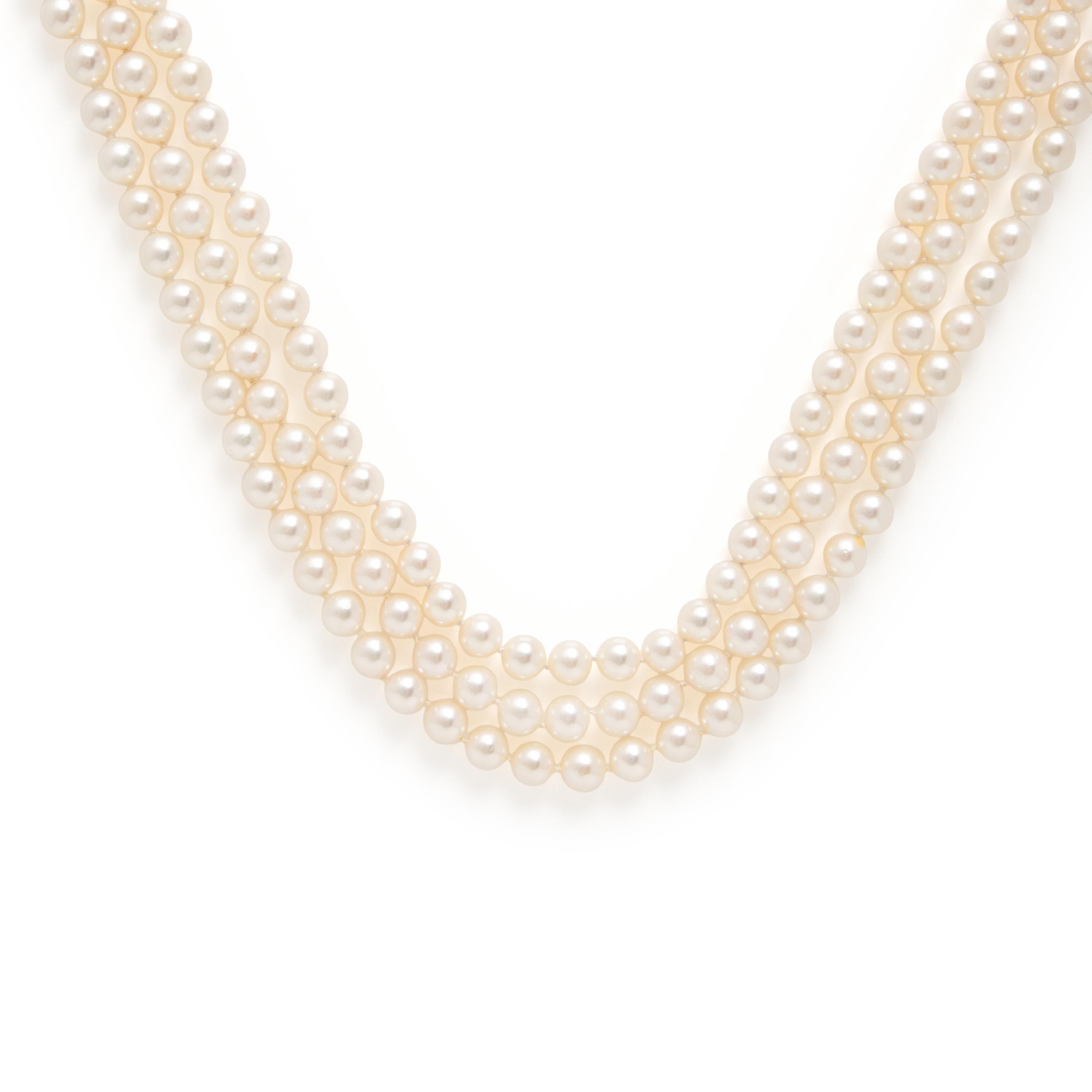 Cultured Pearl, Diamond, and Rock Crystal Quartz Necklace