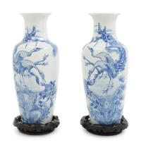A Pair of Chinese Blue and White Porcelain Vases