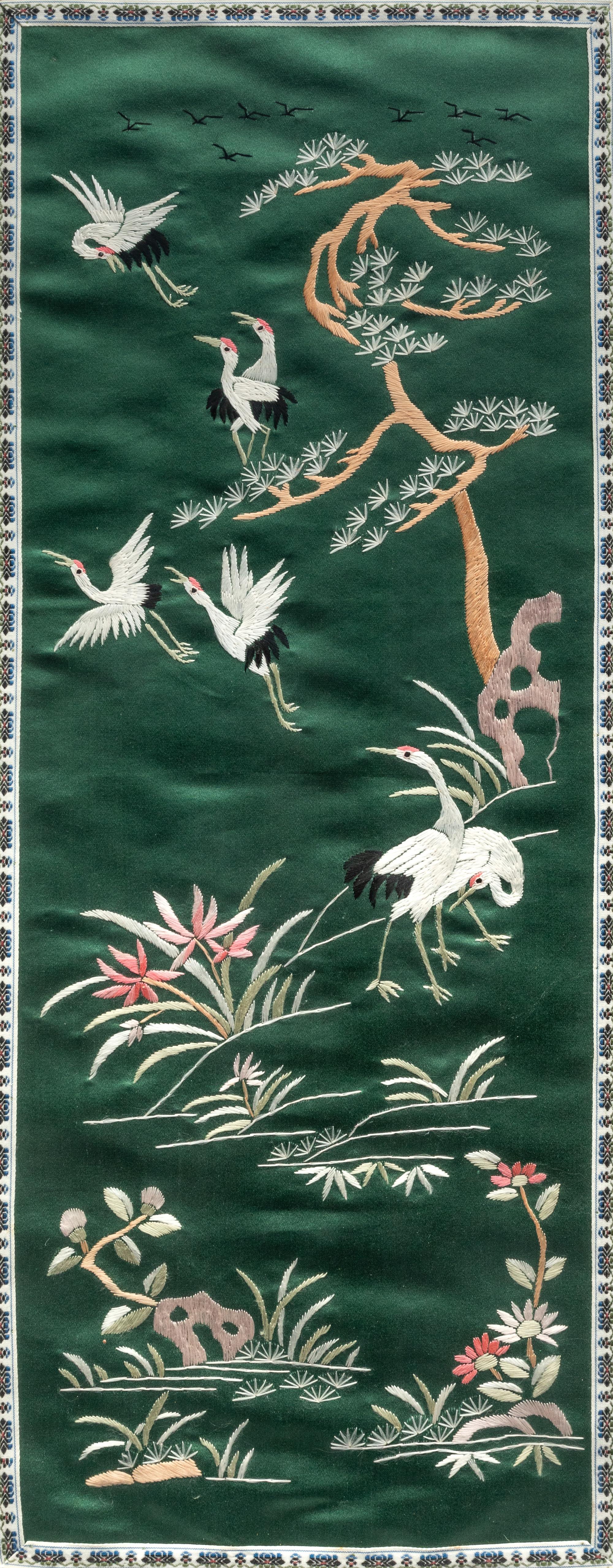Six Chinese Embroidered Silk Panels