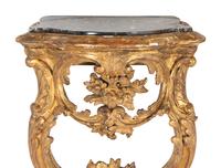 A Pair of Louis XV Style Giltwood Marble-Top Console Tables