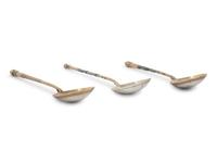 Three Russian Niello Silver Spoons