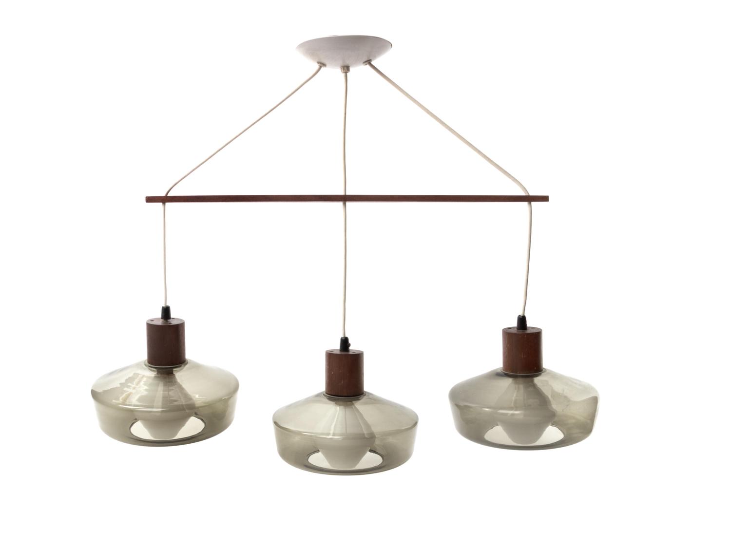 *PLEASE NOTE: Image does not match current condition. Three Light Pendant with Light Bulbs by Tapio Wirkkala Airam, Finland