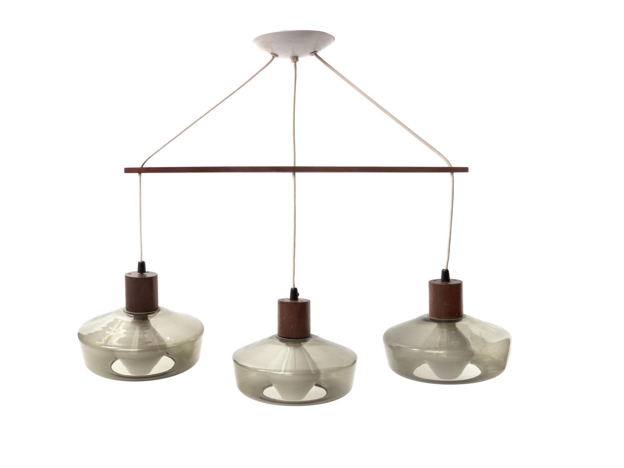 *PLEASE NOTE: Image does not match current condition. Three Light Pendant with Light Bulbs by Tapio Wirkkala Airam, Finland