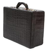 A French Black Alligator Valise, 18" x 13" x 6.5".