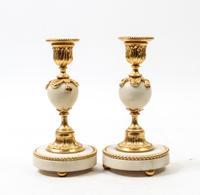 A Pair of Gilt Bronze and Marble Candlesticks — 19TH/20TH CENTURY
