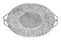 An American Coin Silver Dessert Tray, S. Kirk & Son, Baltimore, MD, the rim and handles in the form of branches enclosing the repousse