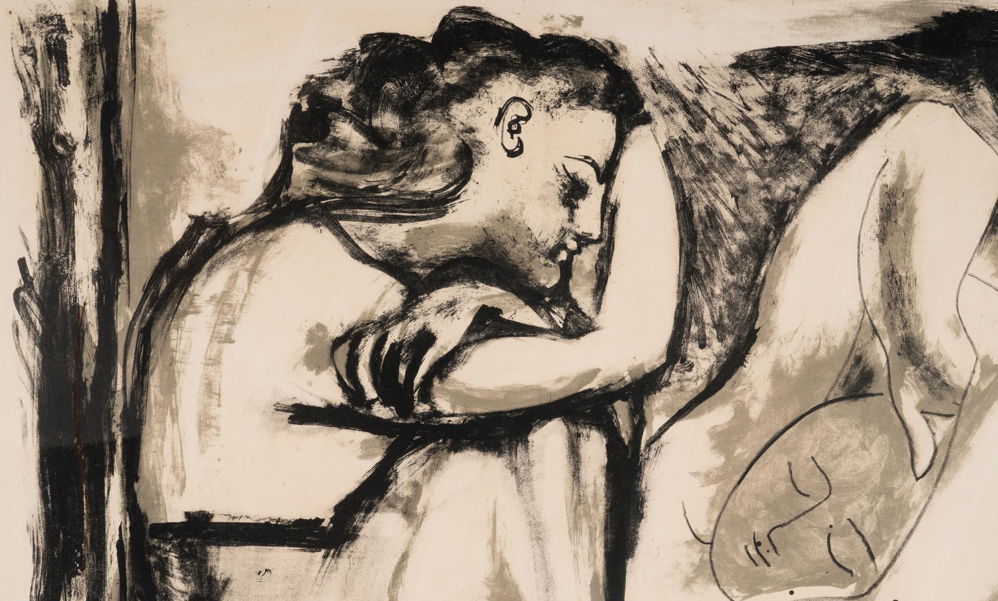 Femme assise et dormeuse, 1947