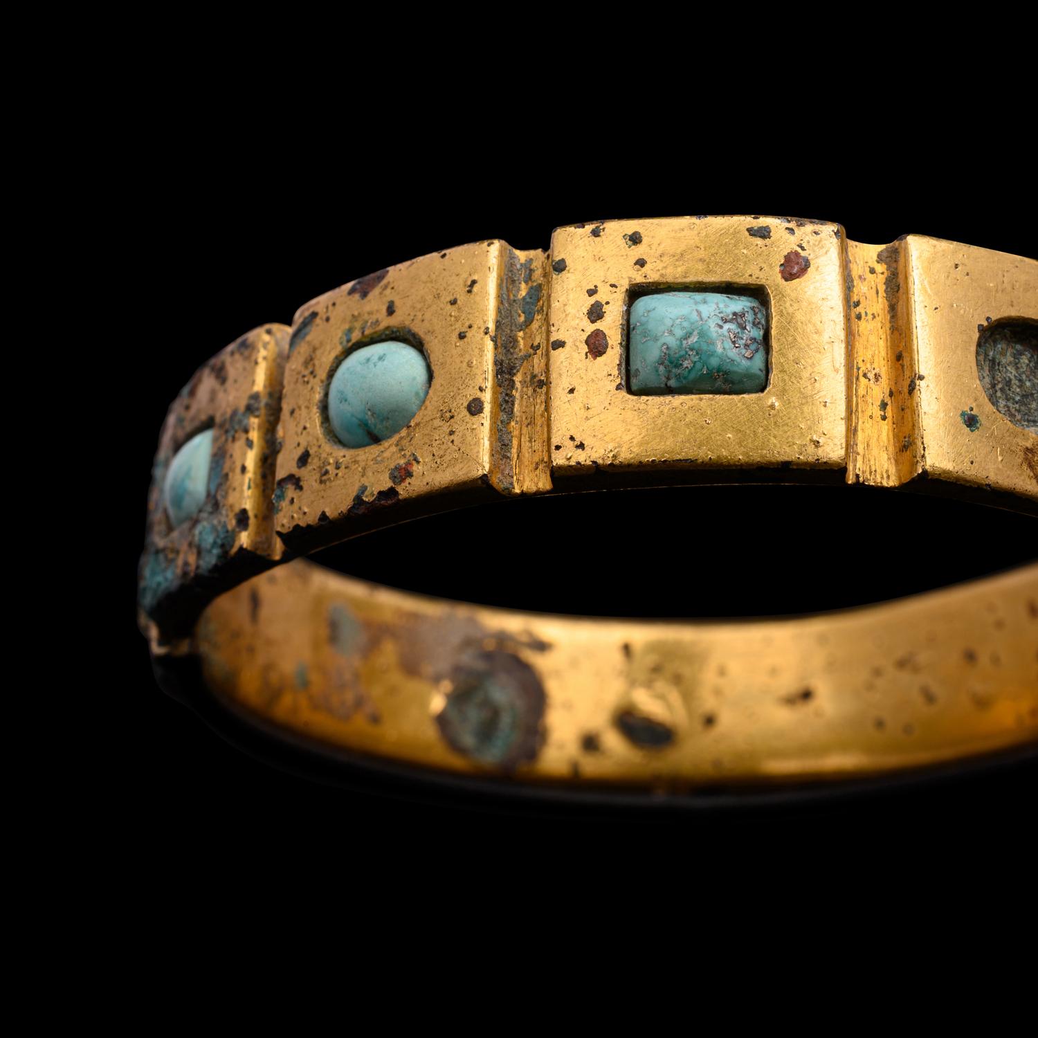 A Pair of Bactrian Gold and Turquoise Bracelets