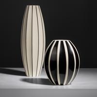 Two Fluted Ceramic Vases, c. 2000 Modernista & UPM, Prague