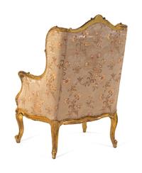 A Louis XV Style Giltwood Bergère à Oreilles