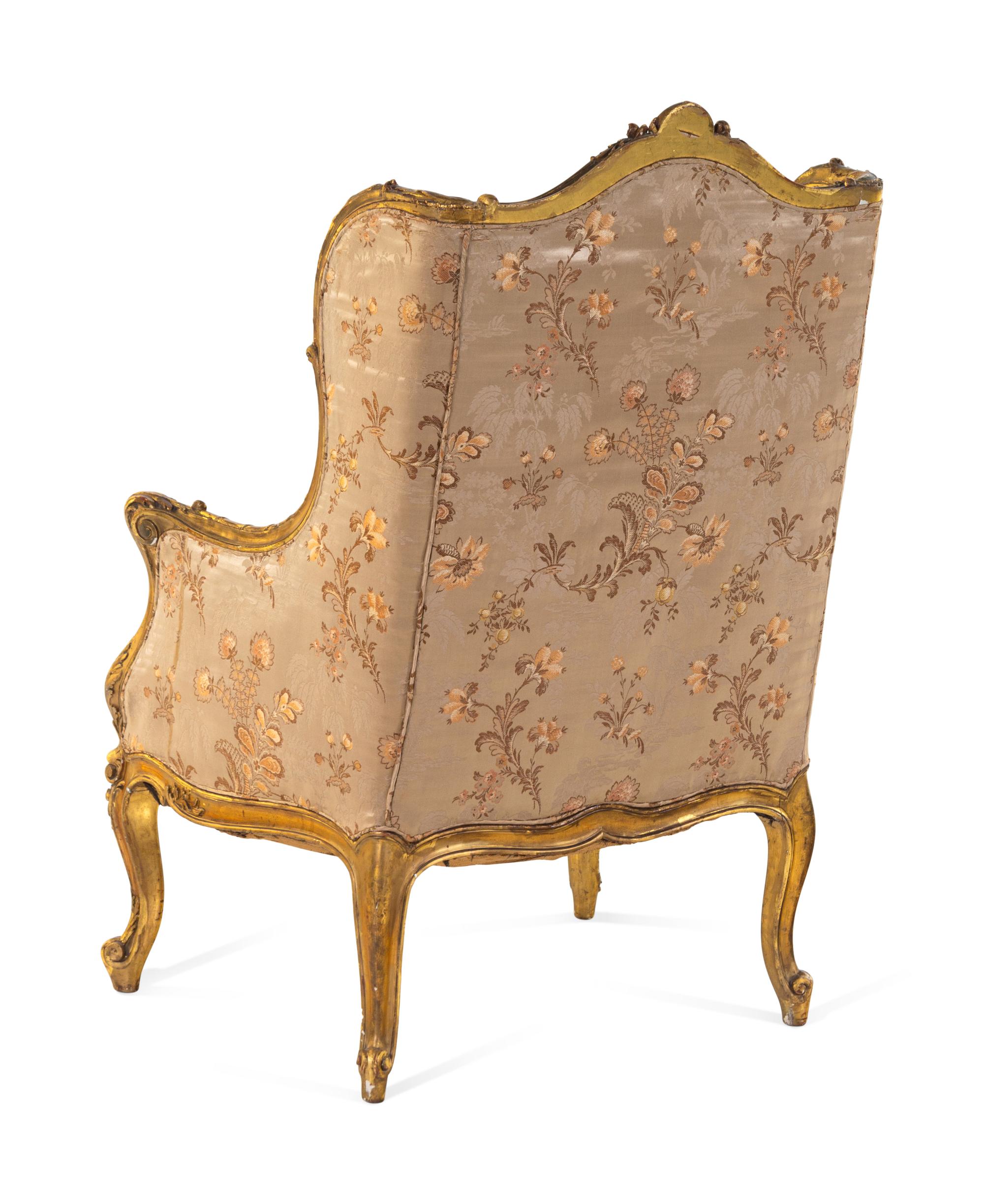 A Louis XV Style Giltwood Bergère à Oreilles
