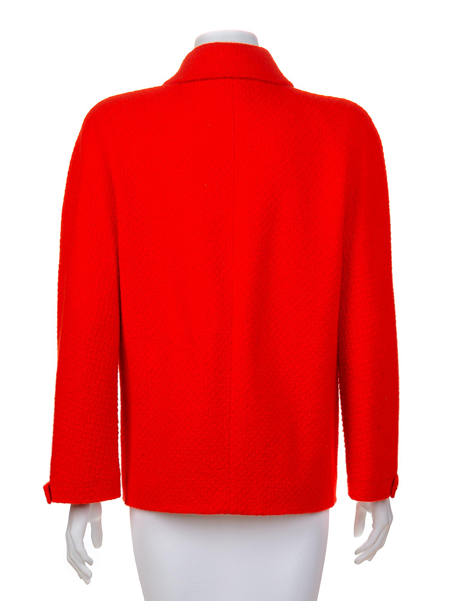 A Chanel Red Wool Jacket, No size.