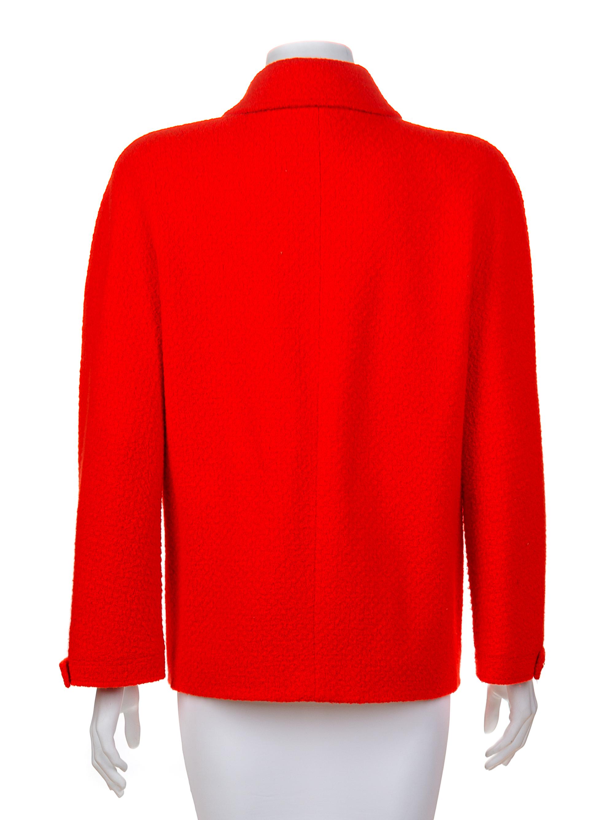 A Chanel Red Wool Jacket, No size.