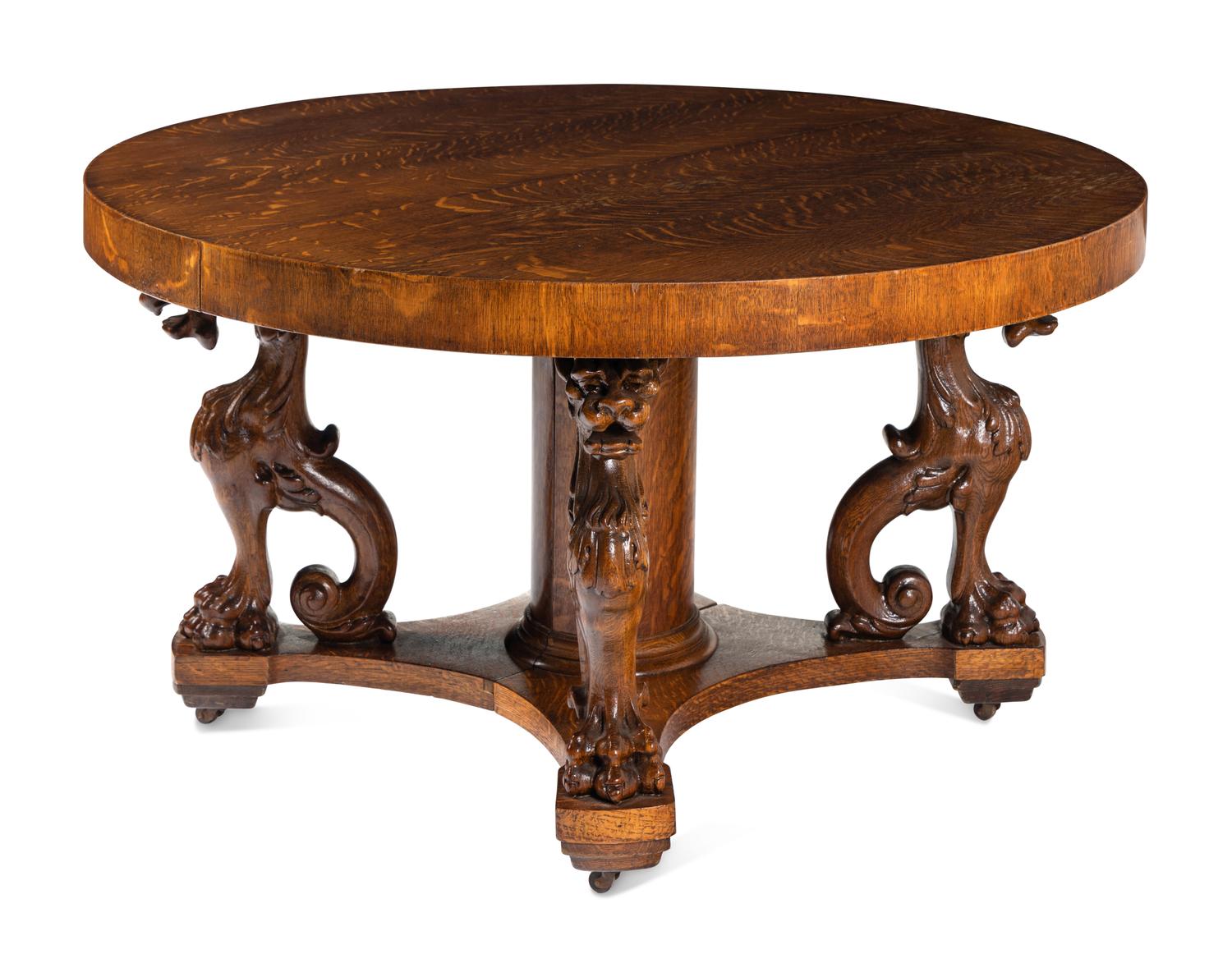 A Renaissance Revival Carved Oak Dining Table in the Manner of R. J. Horner
