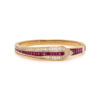 YELLOW GOLD, RUBY, AND DIAMOND BANGLE BRACELET
