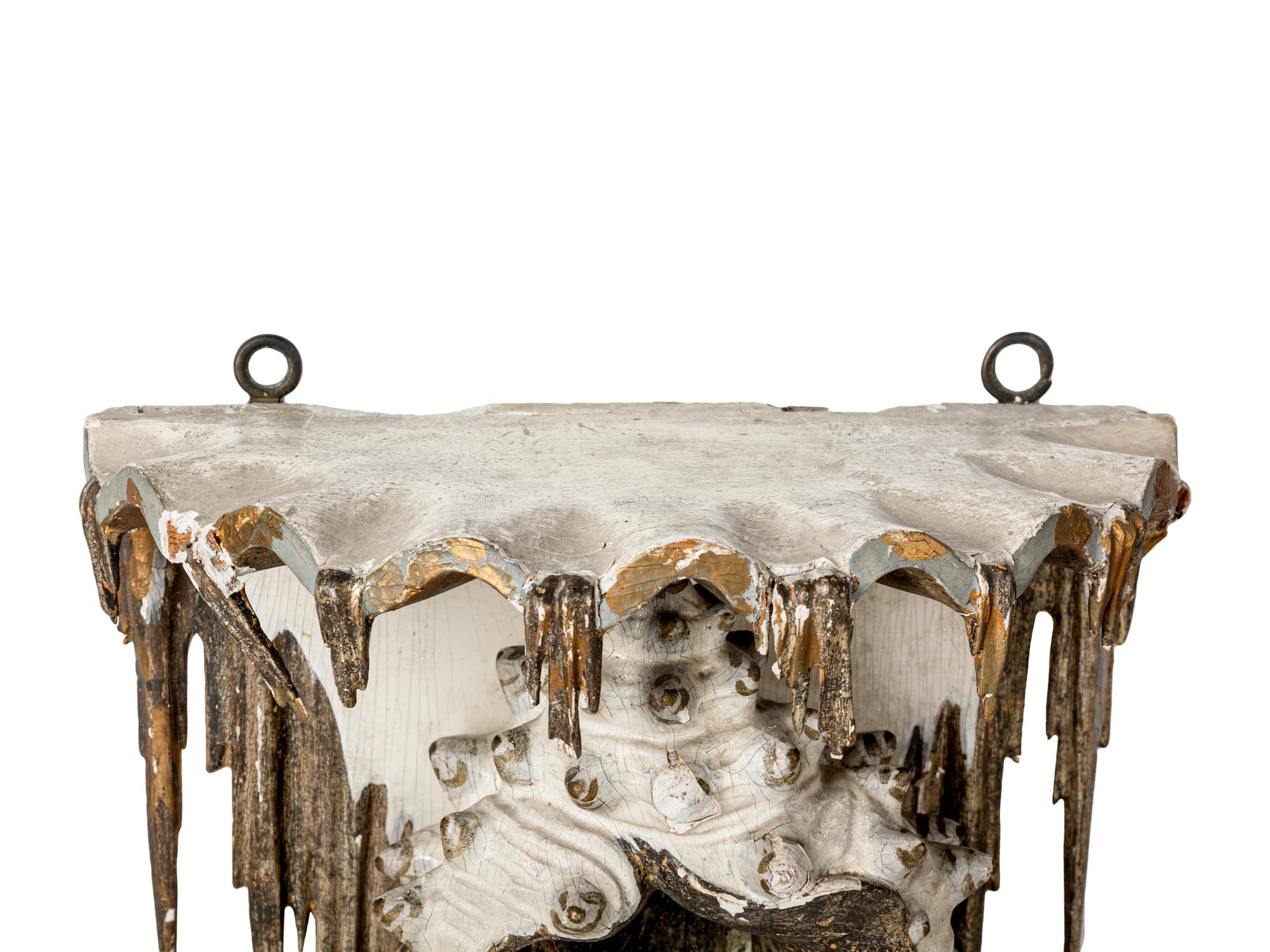 A Pair of North European Gilt and Cream-Painted Grotto Style Wall Brackets