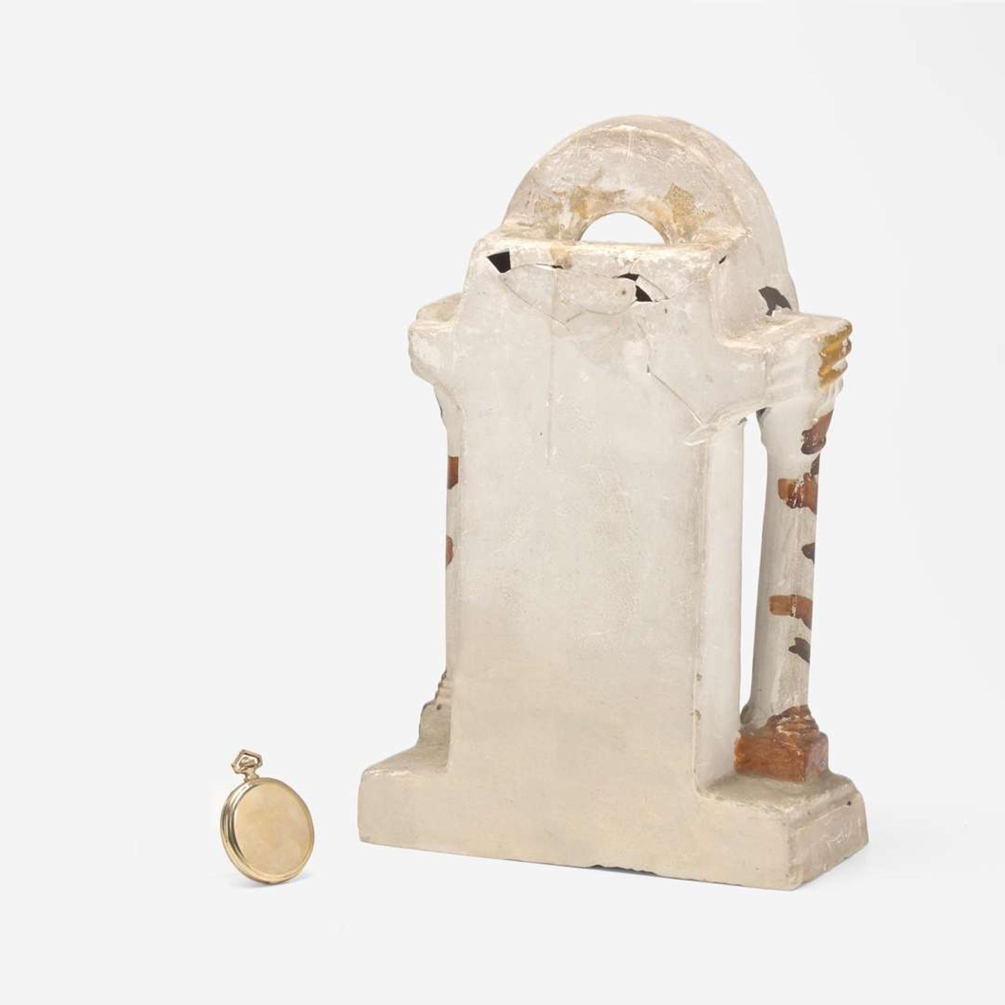 A painted chalkware watch hutch with figure of George Washington 19th century