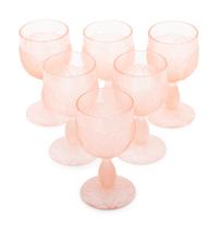 A Set of Pink Molded and Frosted Glass Stemware Articles