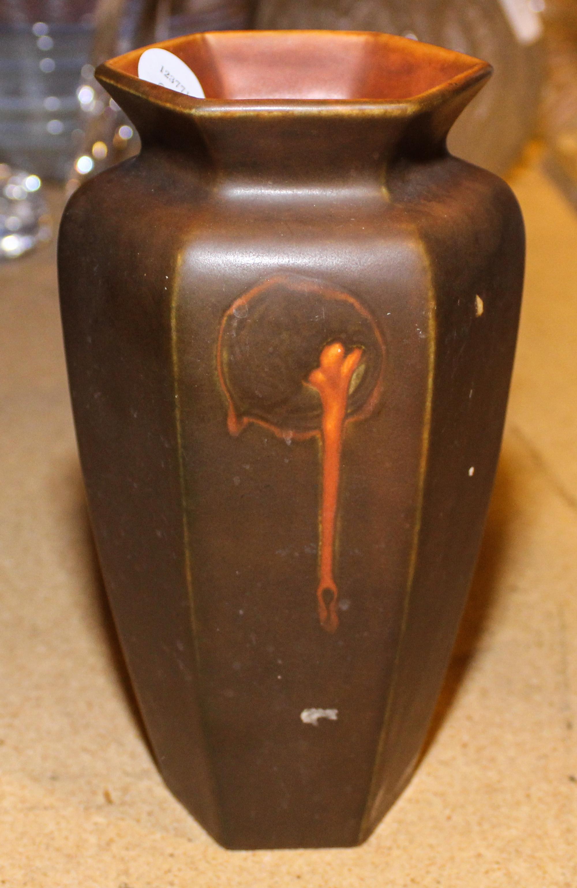 A Roseville Pottery Vase Height 8 1/2 inches.