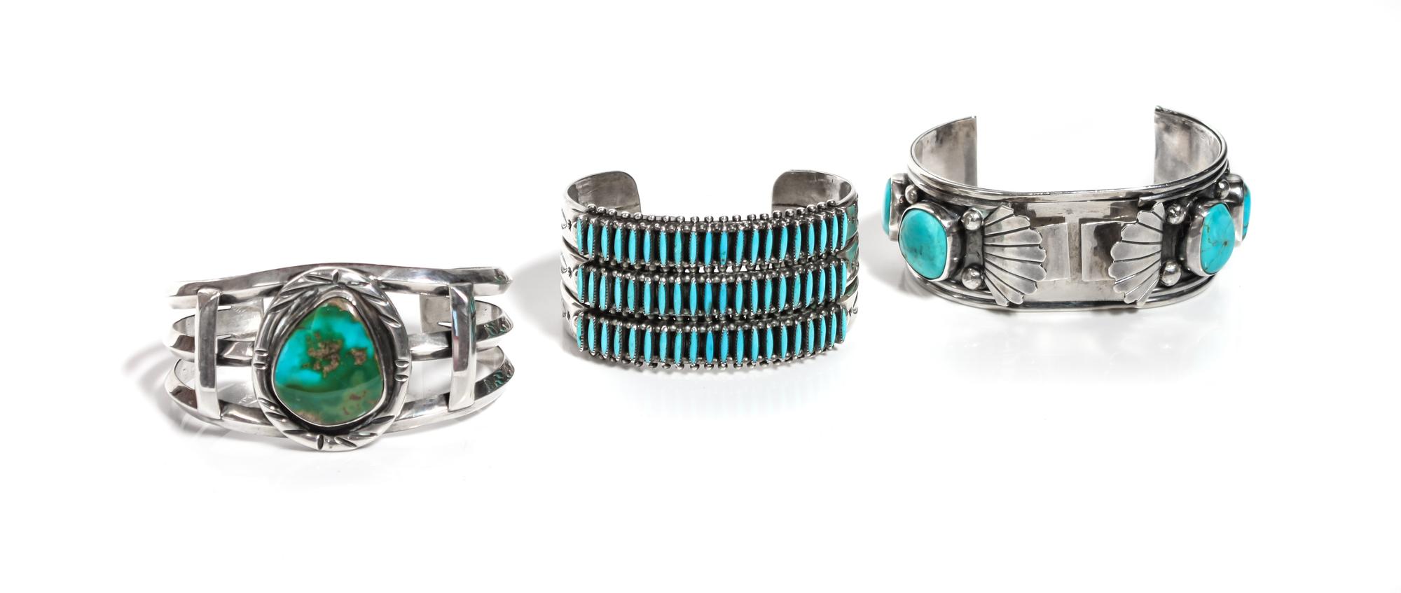 Zuni Needlepoint Cuff Bracelet by Hugh Bowekaty Length of watch bracelet 5 1/2 x opening 1 6/8 x width 1 inch