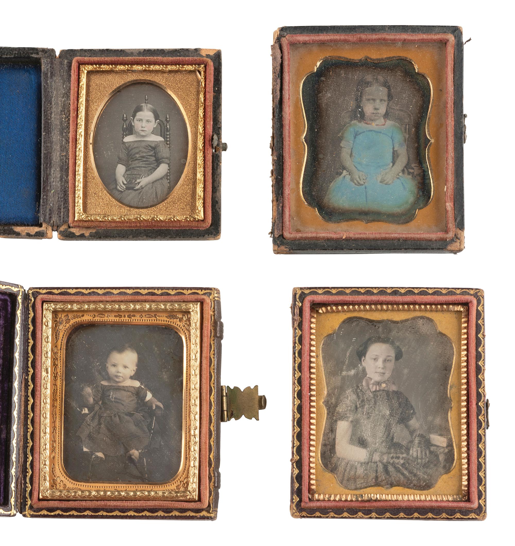 [EARLY PHOTOGRAPHY] 31 daguerreotypes of children of varying ages, incl. portraits ANSON and GURNEY.