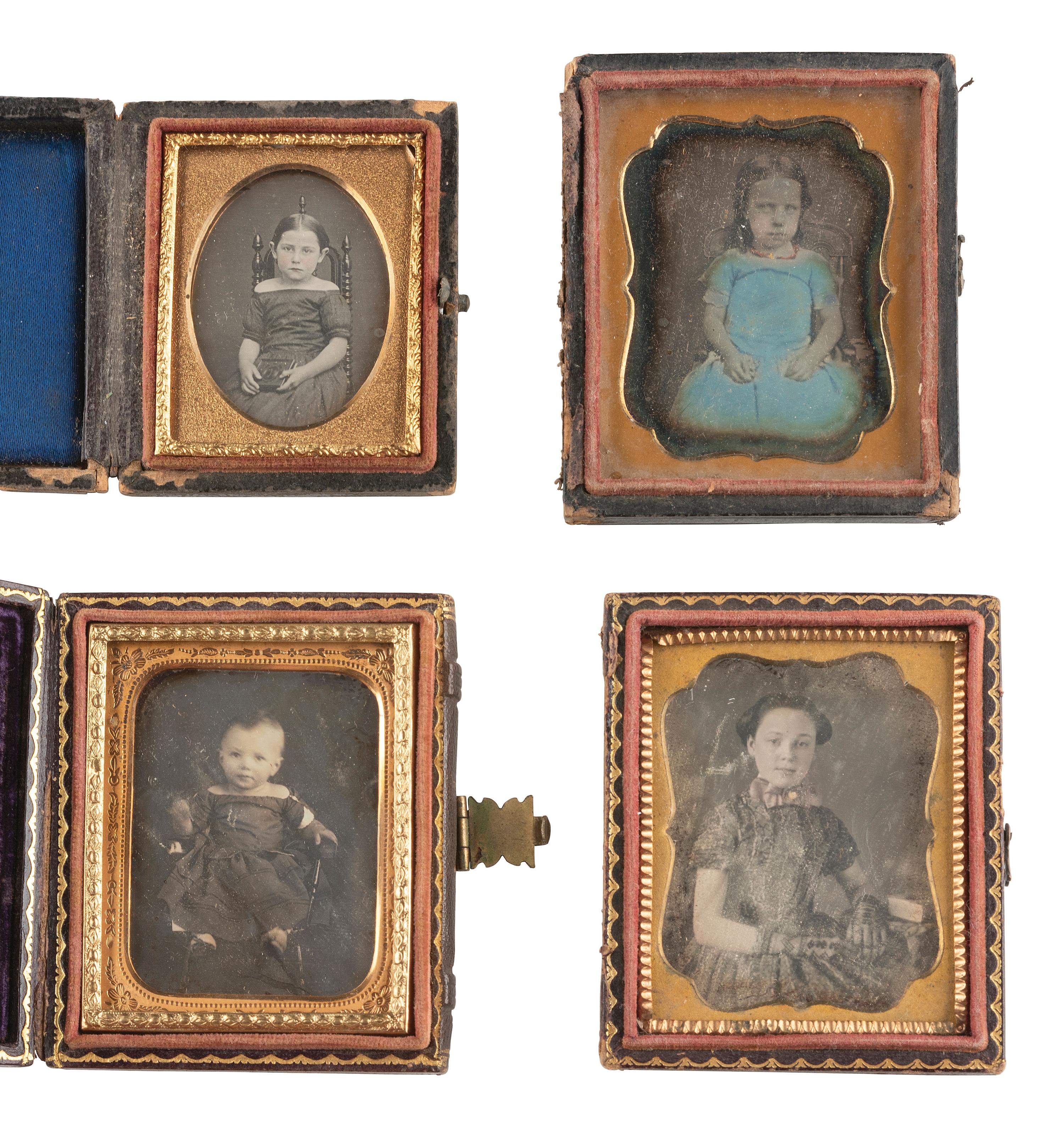 [EARLY PHOTOGRAPHY] 31 daguerreotypes of children of varying ages, incl. portraits ANSON and GURNEY.