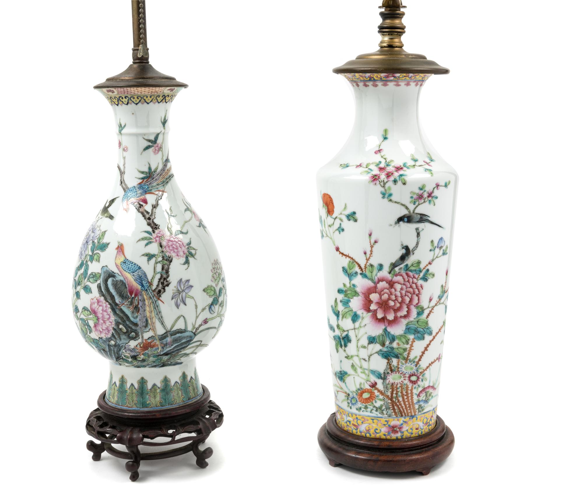 Two Chinese Famille Rose Porcelain Vases