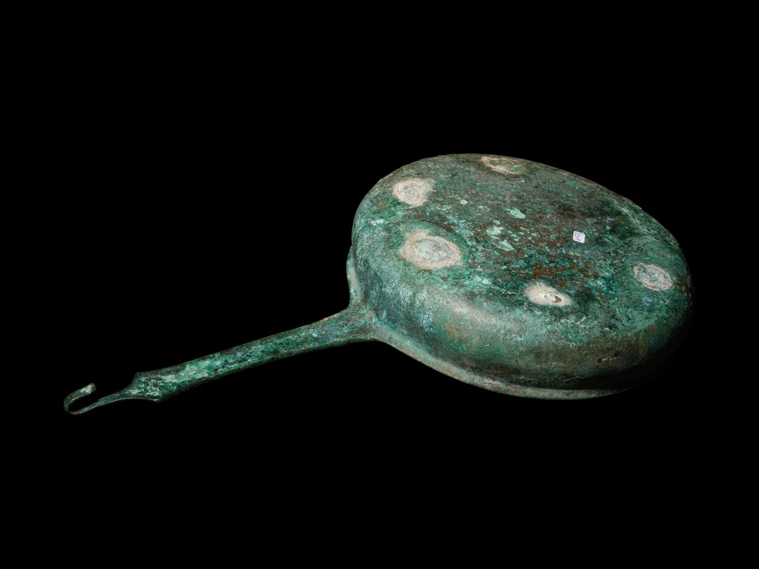 A South Italian Bronze Patera with Strap Handle