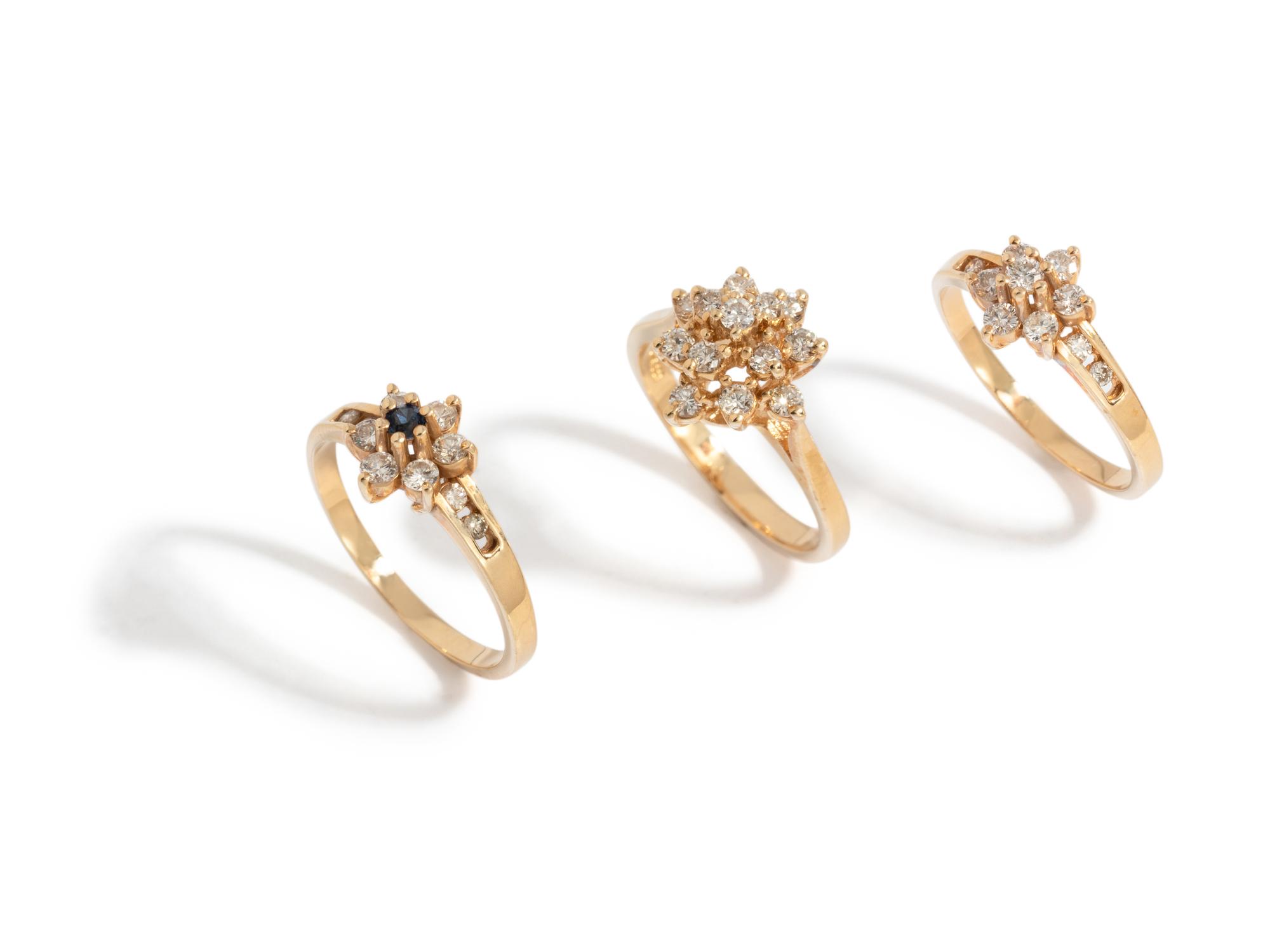 COLLECTION OF YELLOW GOLD AND DIAMOND RINGS