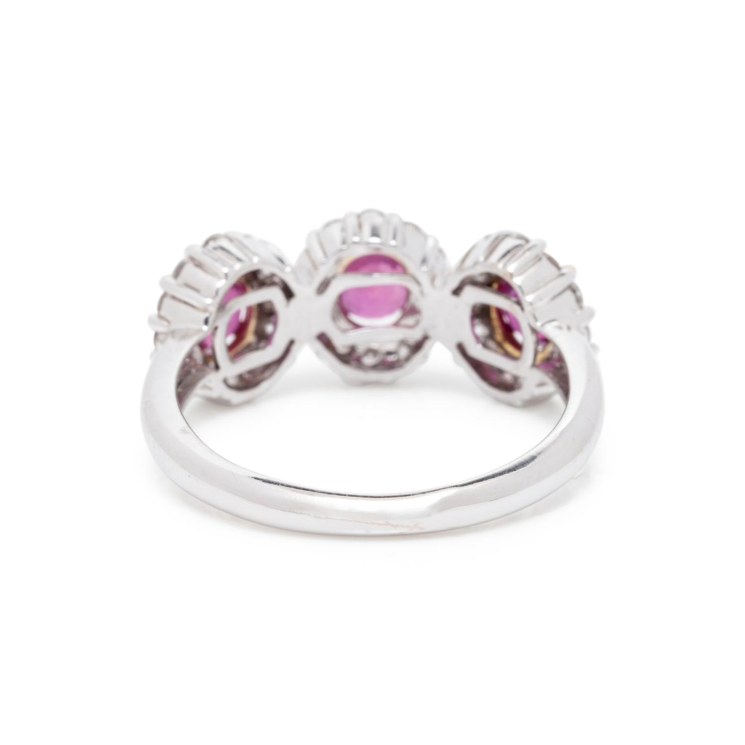 WHITE GOLD, BURMESE RUBY, AND DIAMOND RING