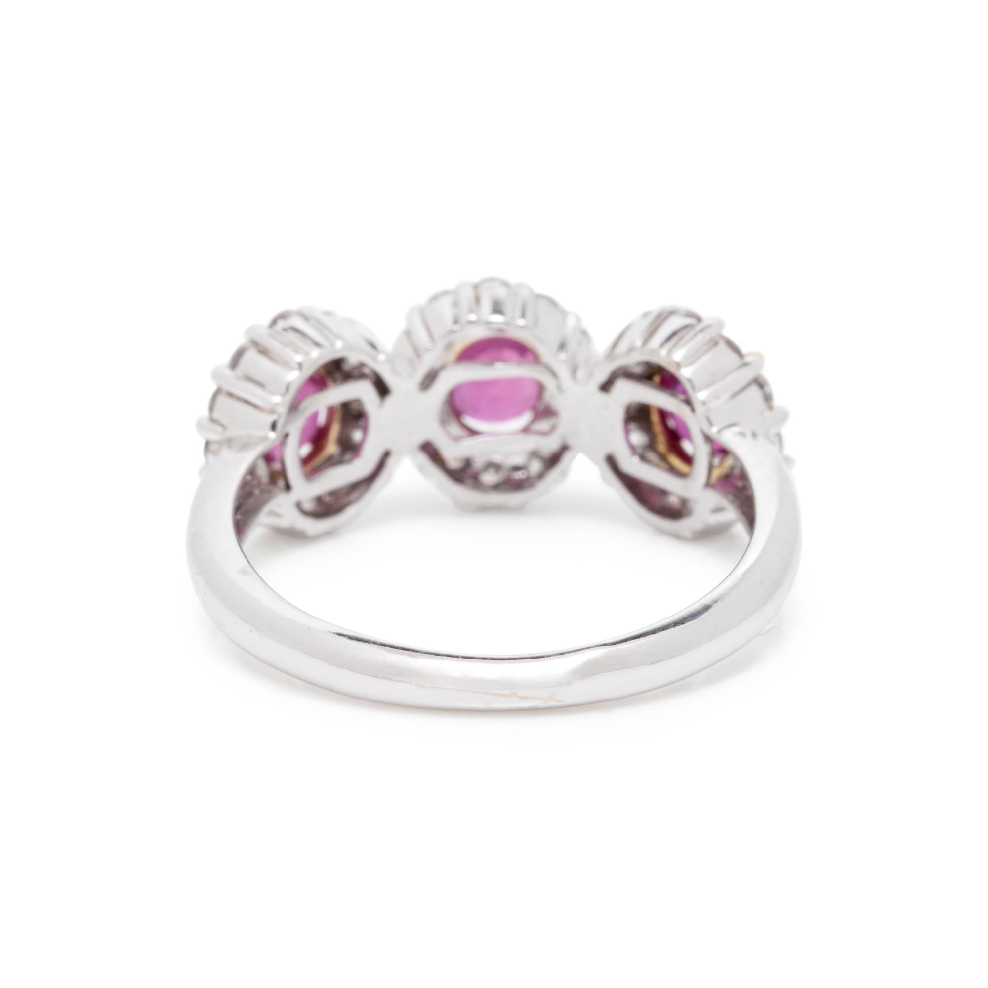 WHITE GOLD, BURMESE RUBY, AND DIAMOND RING