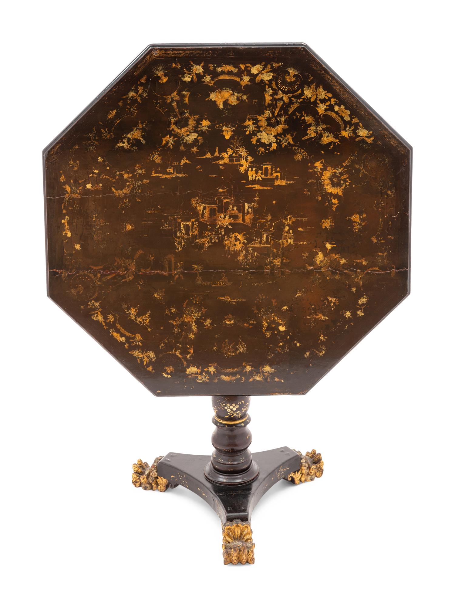 A Regency Japanned Tilt-Top Table