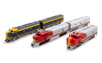 A Group of Three Polychrome HO-Gauge Santa Fe Railroad Diesel Locomotives