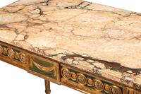 A Louis XVI Style Painted and Parcel Gilt Marble-Top Table