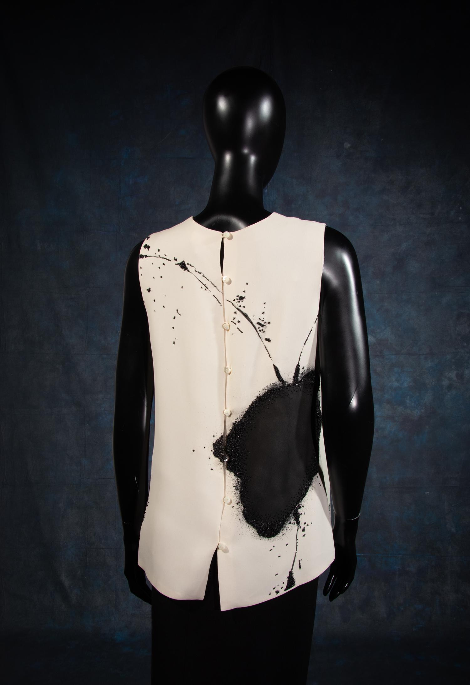 Ralph Rucci Printed and Beaded Silk Sleeveless Top, Fall 2011