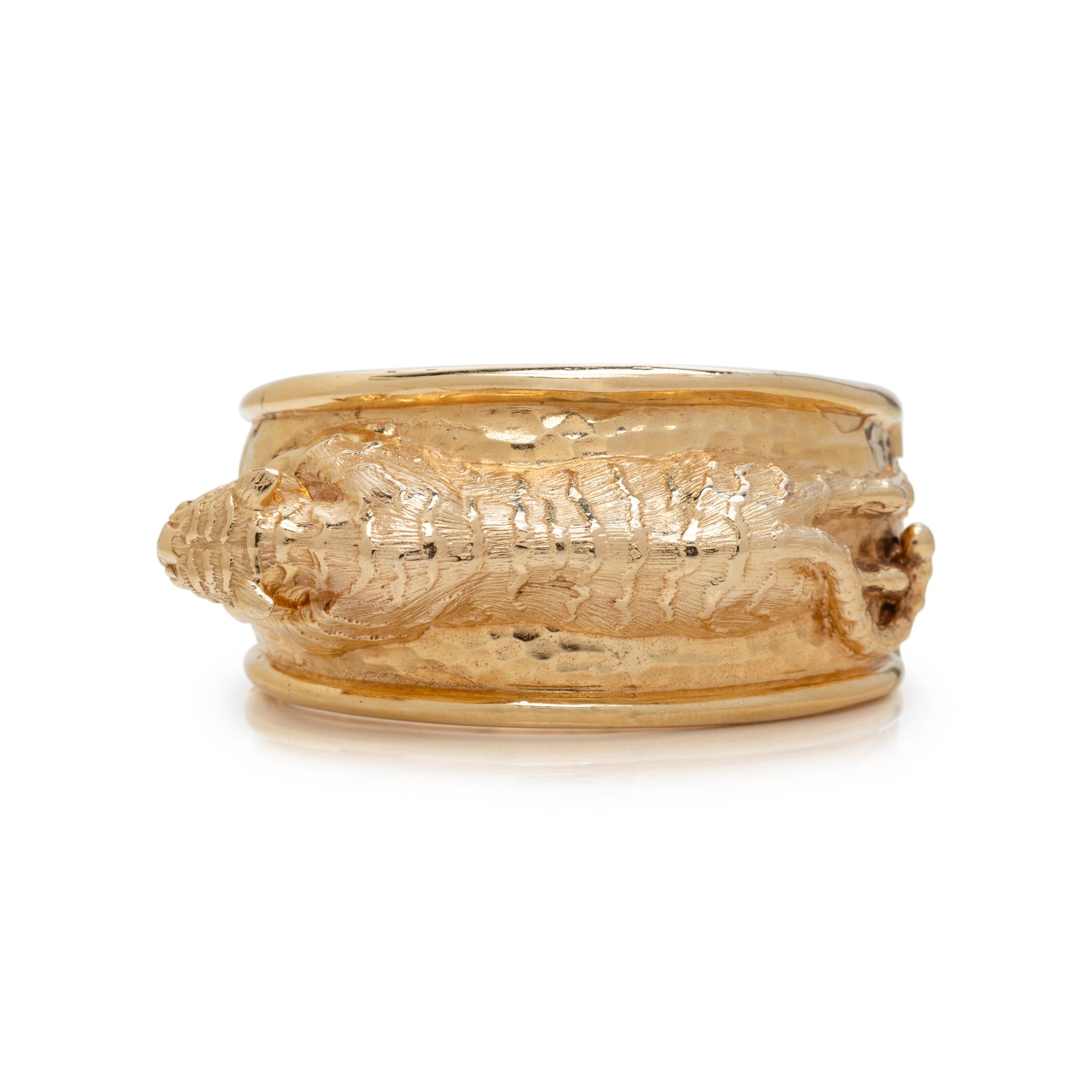 YELLOW GOLD AND DIAMOND TIGER BANGLE BRACELET