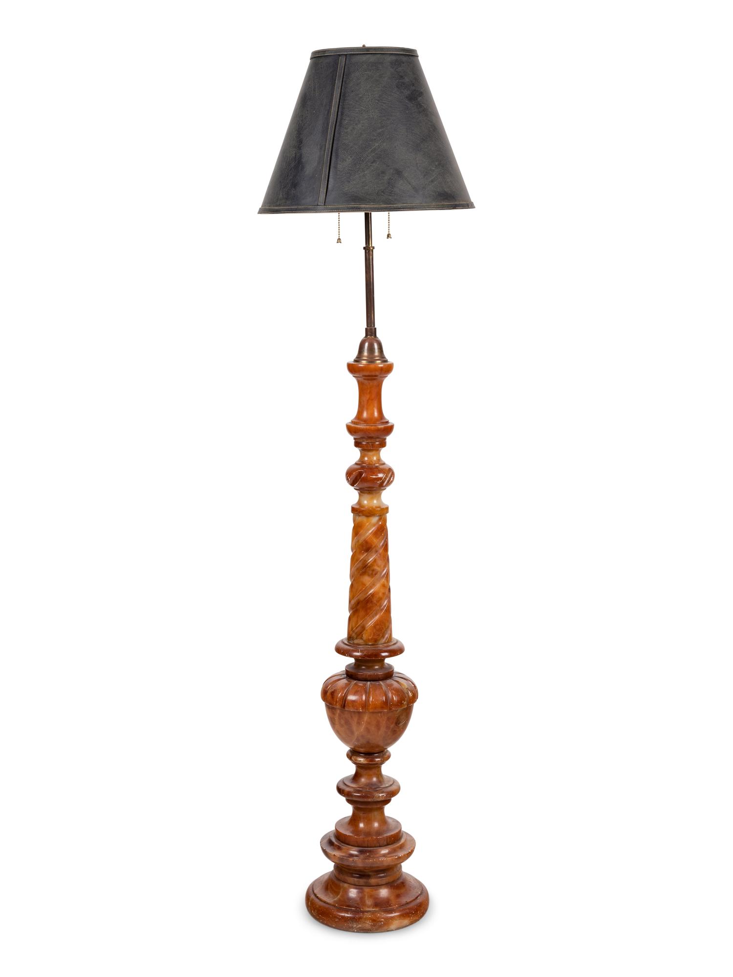 A Continental Carved Alabaster Floor Lamp