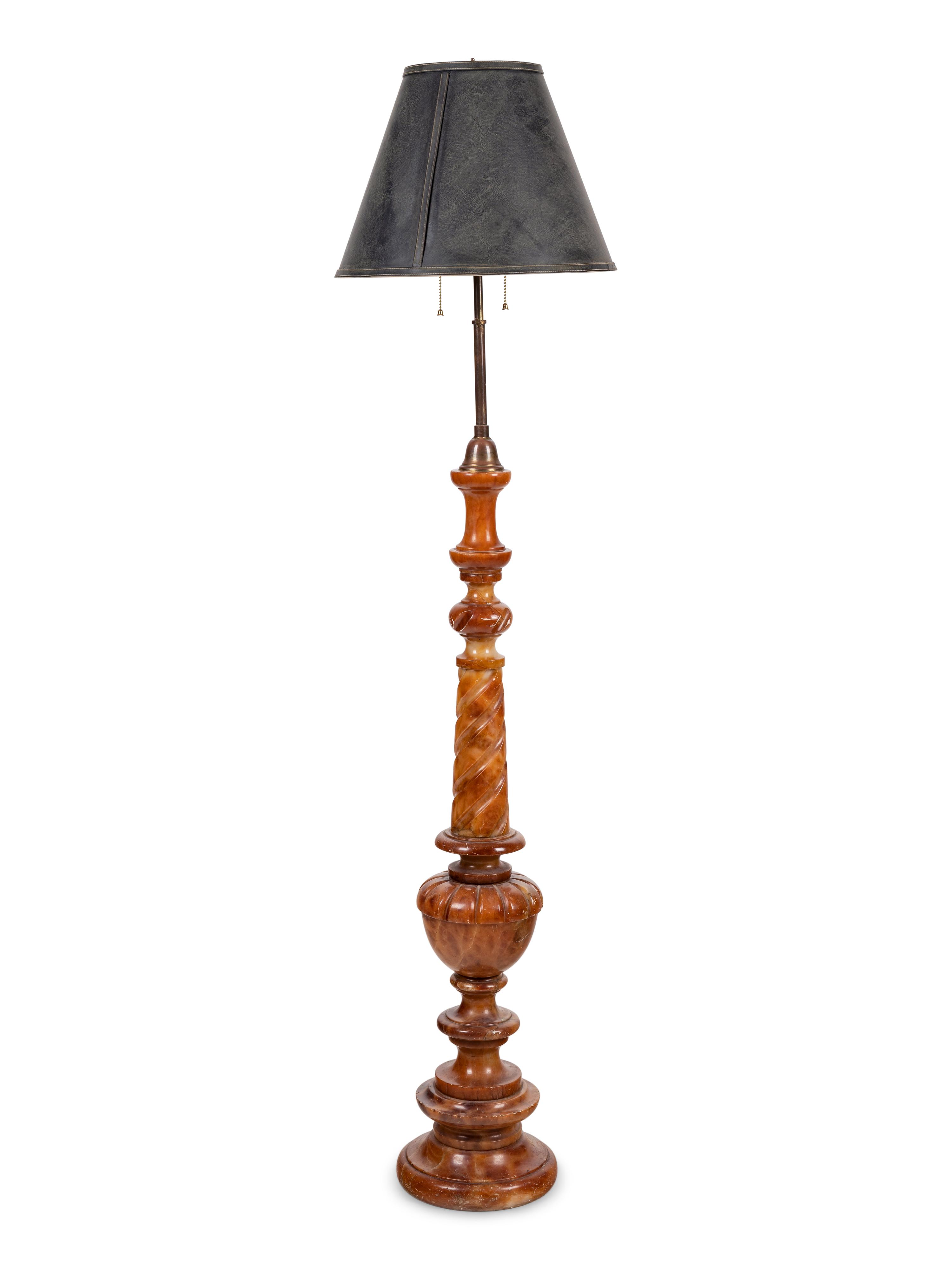 A Continental Carved Alabaster Floor Lamp